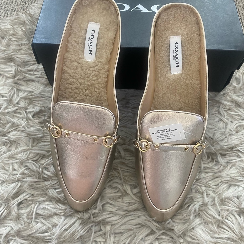 NWT Coach Metallic Shearling Loafers - Picture 6 of 10